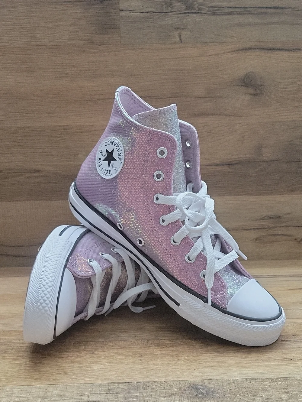 Kids High-Top Glitter Sneakers in Pink